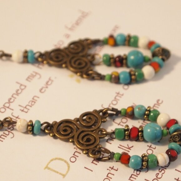 Southwestern Style Chandelier Earrings Dangle Pierced or Clip-on Earrings - Picture 9 of 10